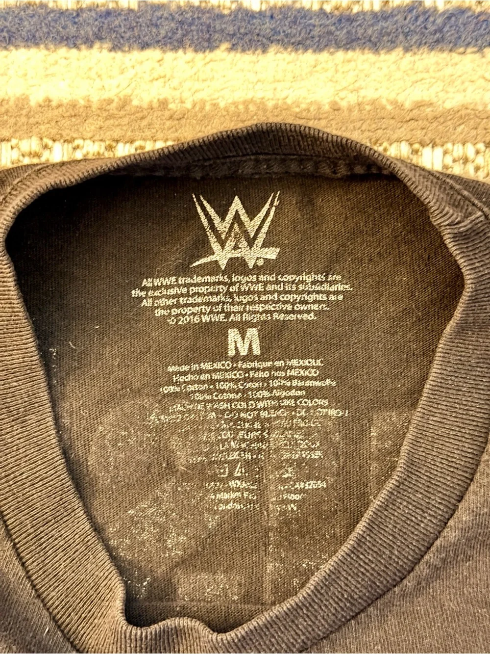 Stone Cold WWE Black Crewneck Tee with White Skull Logo Print